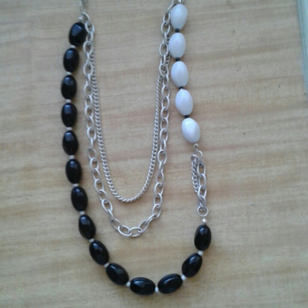 SALE! Black and white bead necklace