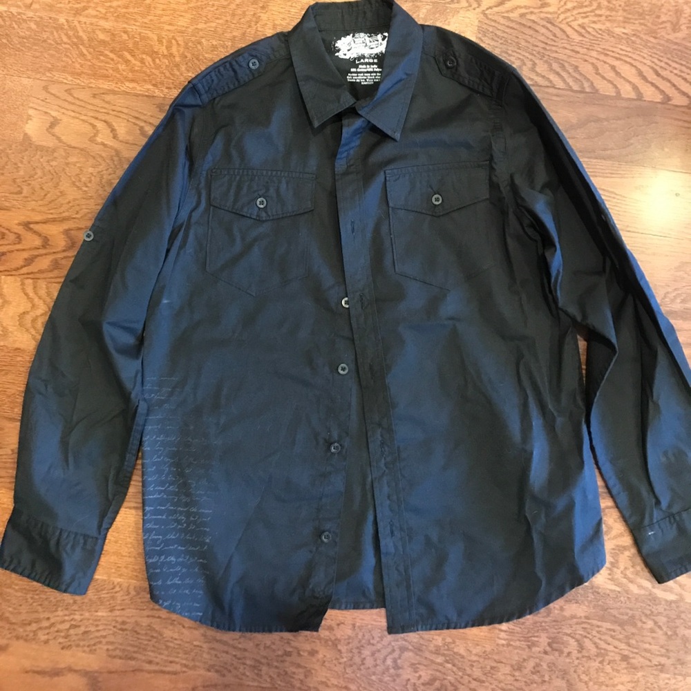 Black graphic button up
