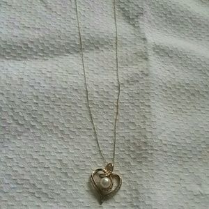 Open Heart Diamond Accent Pendant  in 10K Gold