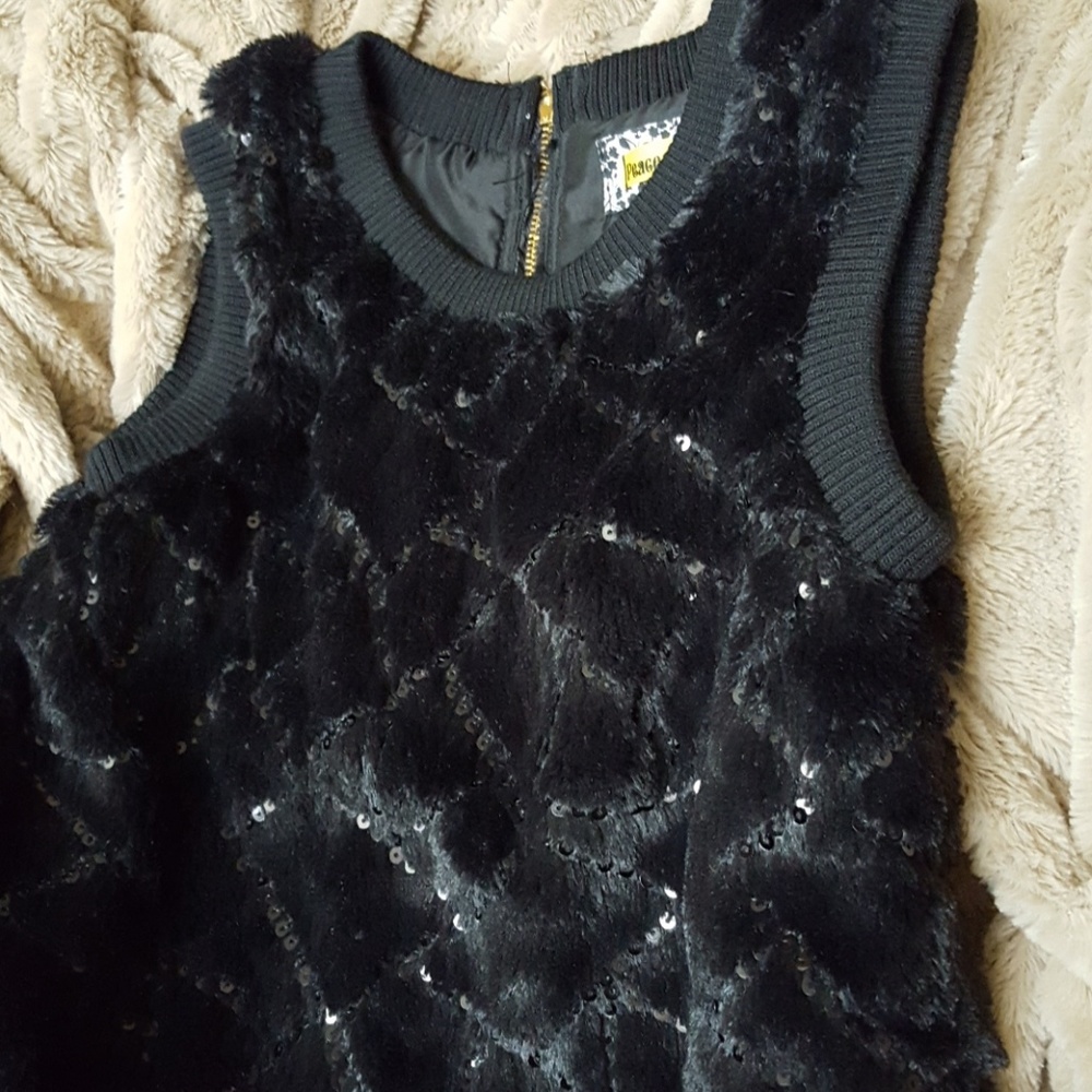 Peace of Cake Girls Faux Fur & Sequin Jumper