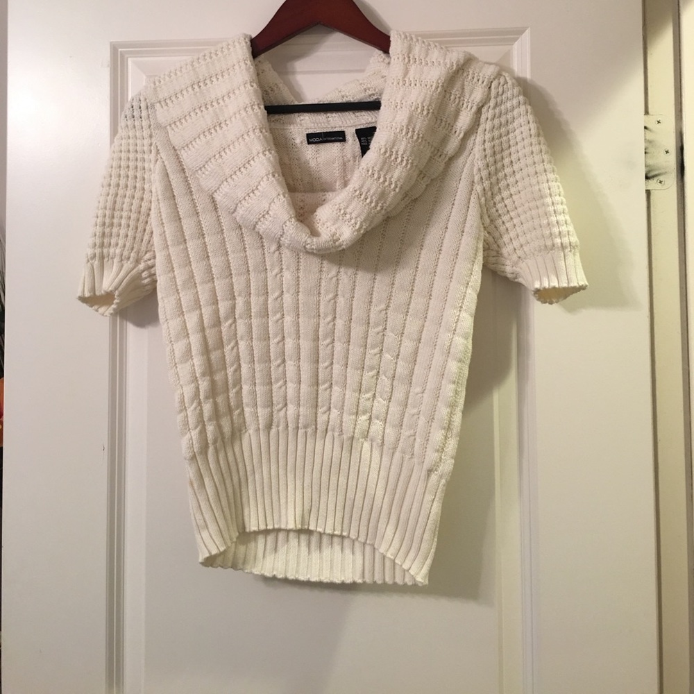 Moda International short sleeve cowl neck sweater