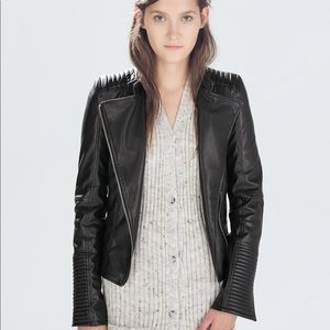 Zara quilted sleeve faux leather biker