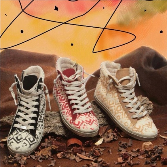 Navy Aztec High Tops Boho Chic Distressed Sneakers - Picture 5 of 6