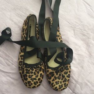 Leopard ballet ribbon flats