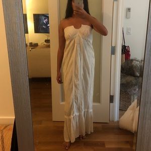 Embroidered strapless maxi dress