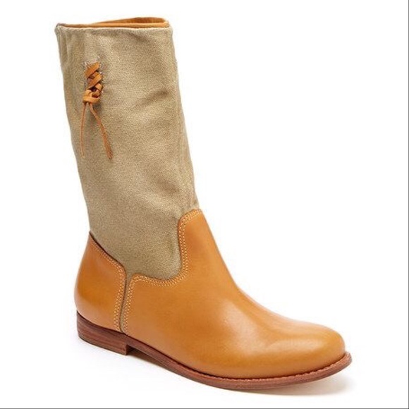 Anthropologie Shoes Nib Distressed Boho Chic Leather Tan Mid Calf