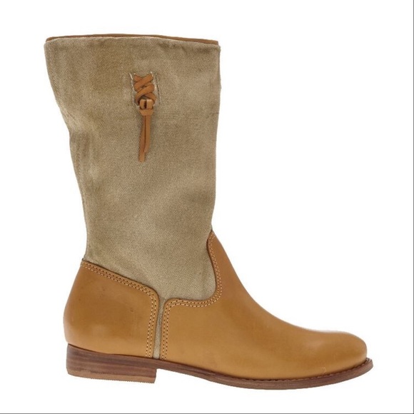 Anthropologie Shoes Nib Distressed Boho Chic Leather Tan Mid Calf