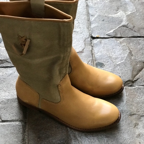 Anthropologie Shoes Nib Distressed Boho Chic Leather Tan Mid Calf