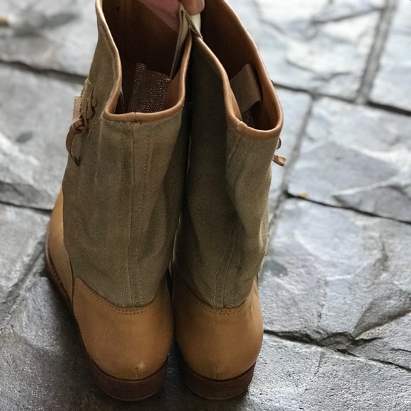 Anthropologie Shoes Nib Distressed Boho Chic Leather Tan Mid Calf