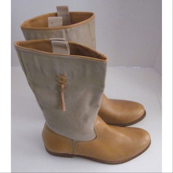Anthropologie Shoes Nib Distressed Boho Chic Leather Tan Mid Calf