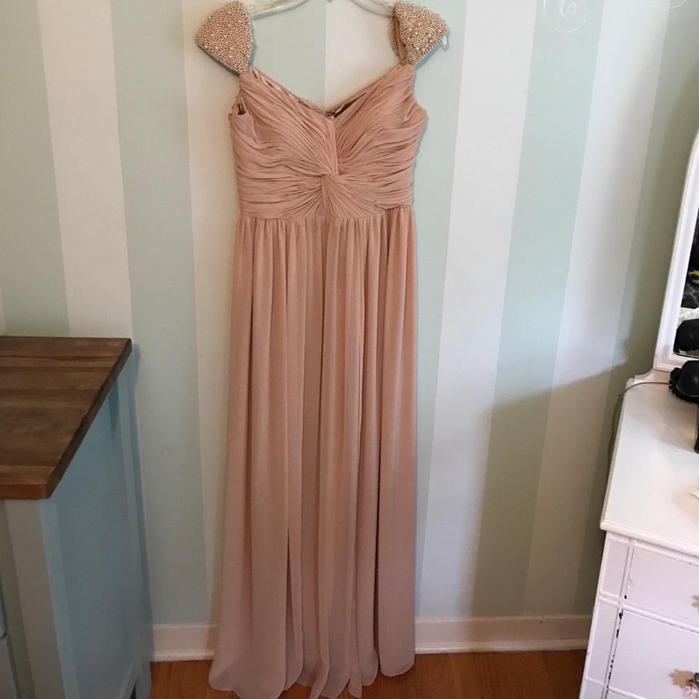 Beaded shoulder gown