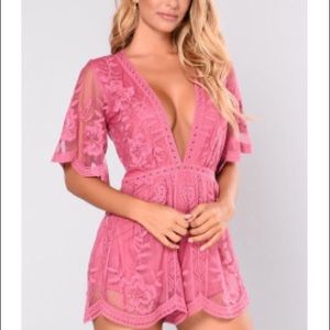 Pink Lace Romper