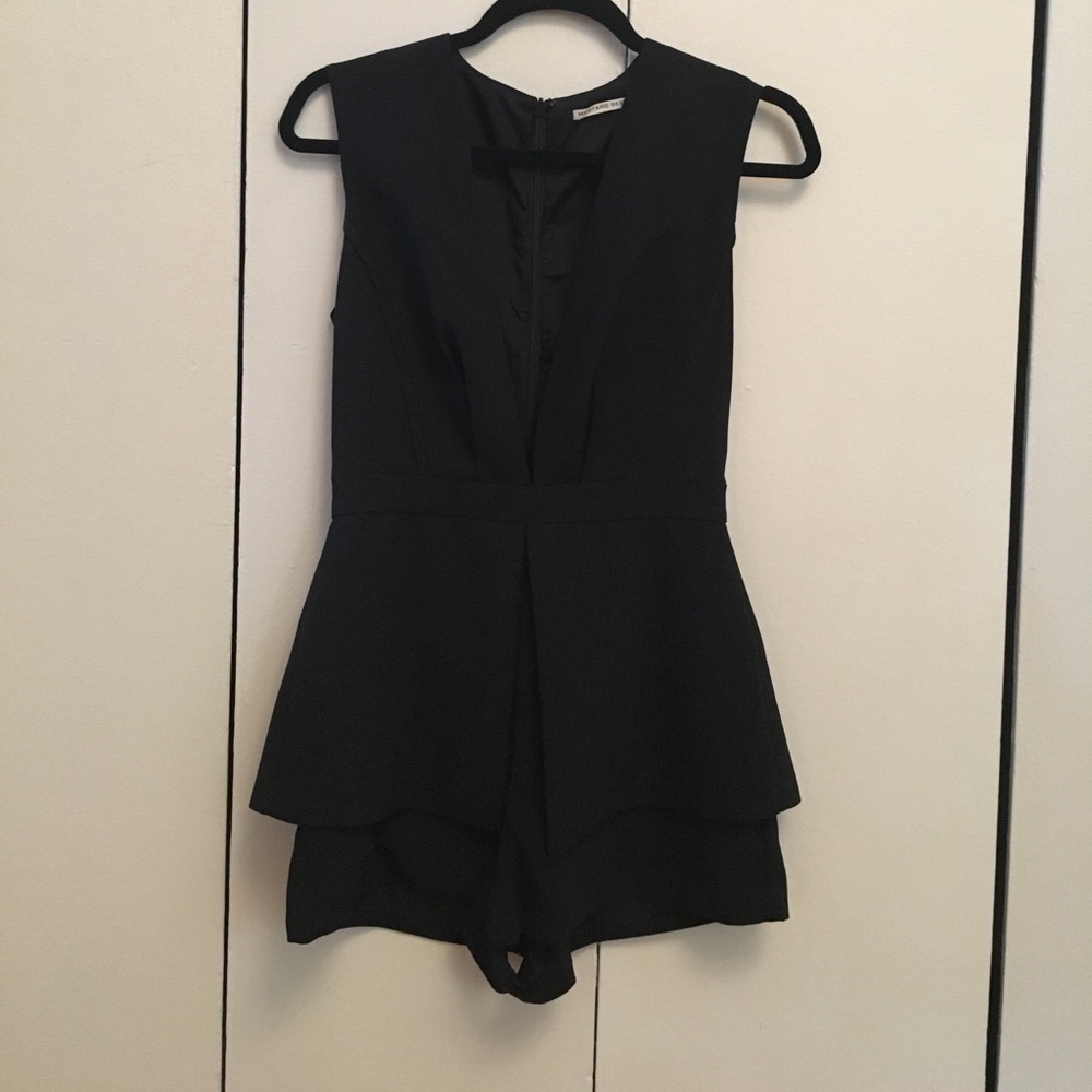 Plunging peplum romper