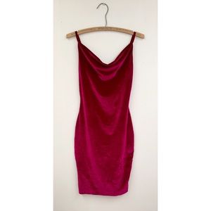 Red Wine Velvet Bodycon Midi Dress