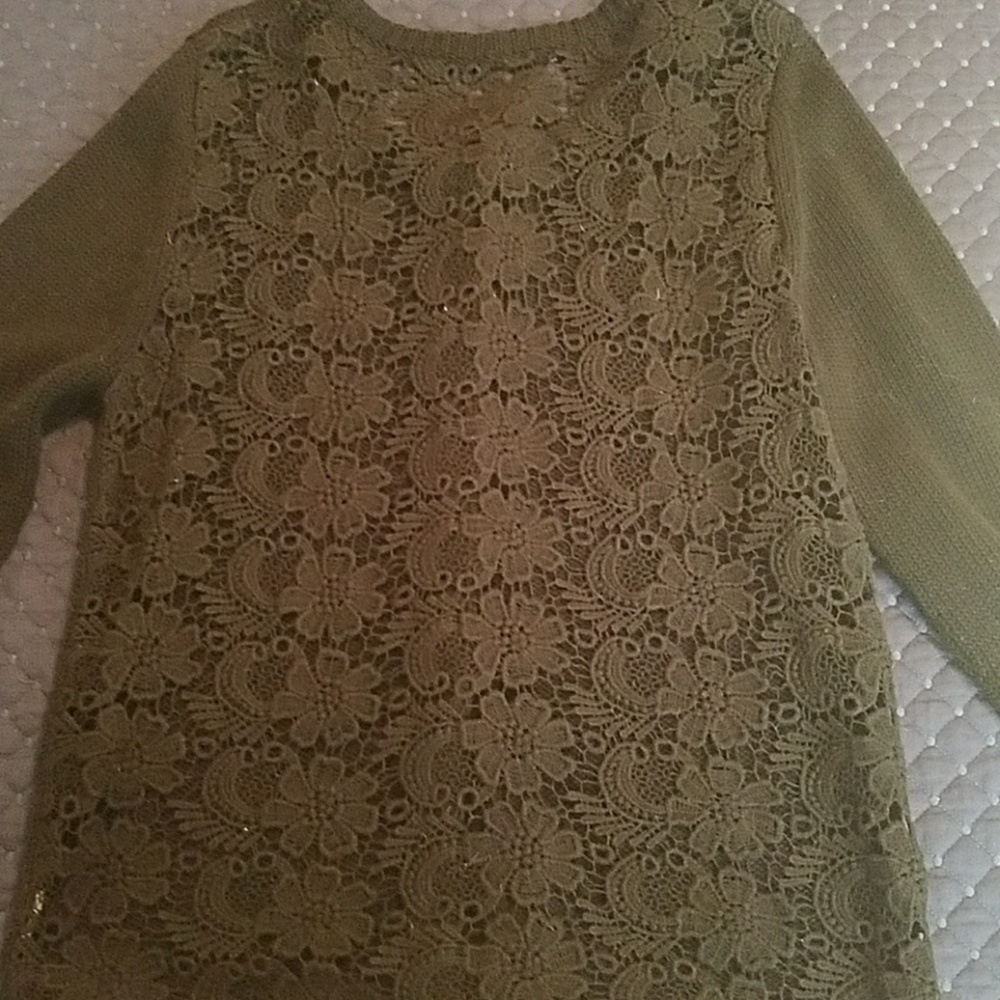 Lace black knit sweater - Medium