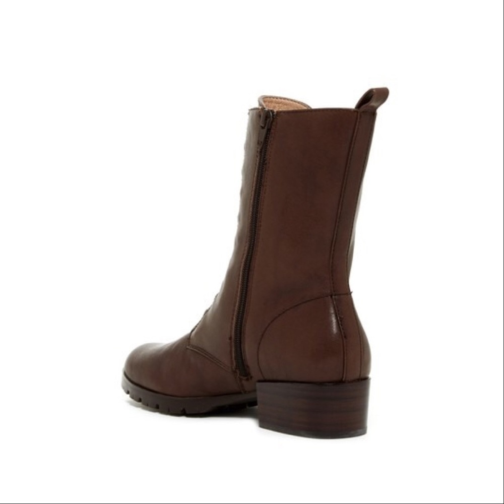 Texas Coffee Leather Distressed Combat Moto Boots - Picture 7 of 8