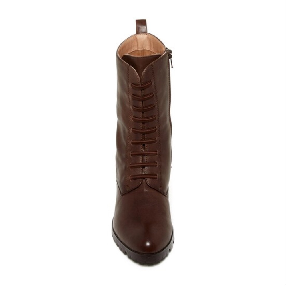 Texas Coffee Leather Distressed Combat Moto Boots - Picture 8 of 8