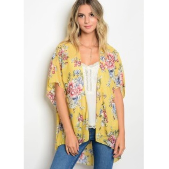 Kimberly Yellow Floral Kimono 🌺 1 Left! - Picture 2 of 6