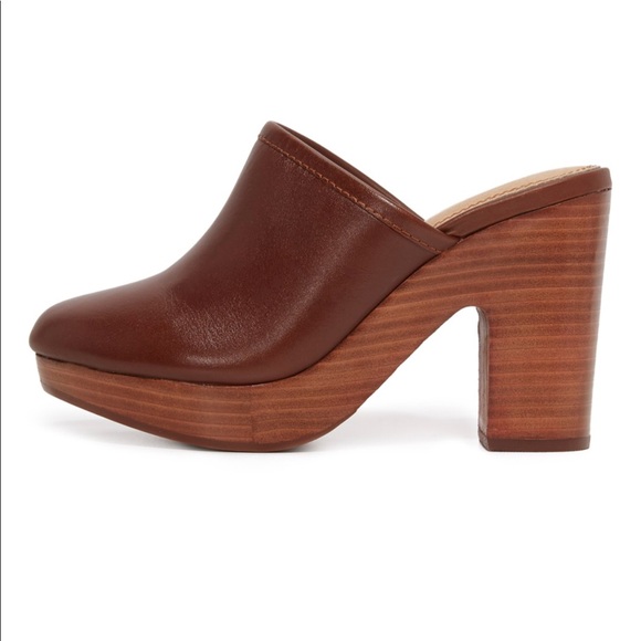 Cognac Closed Toe Leather Mule Clog - Picture 3 of 4