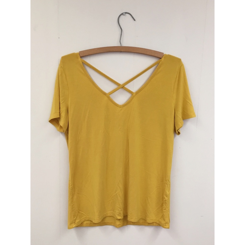 Mustard Yellow Criss-Cross Tee