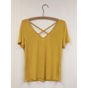 Mustard Yellow Criss-Cross Tee