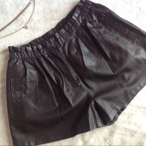 Zara Pants - Zara High Waist Vegan Faux Leather Shorts Black