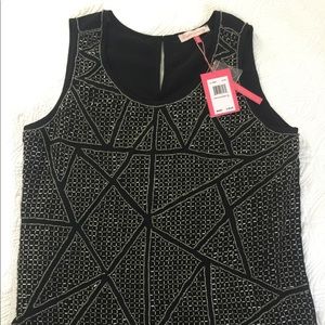 Embellished black polyester dressy tank