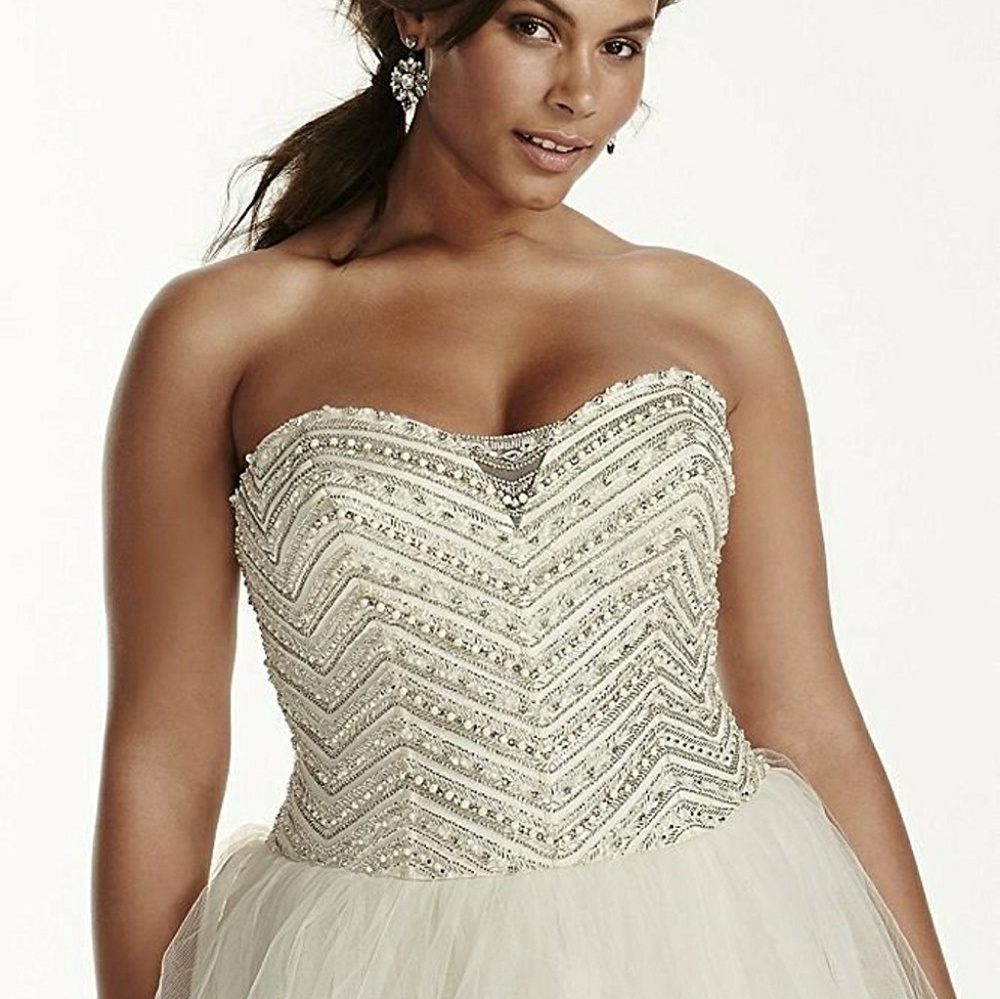 Jewel tulle plus size wedding dress with crystals