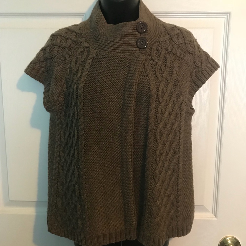 High Neck Cap Sleeve Sweater