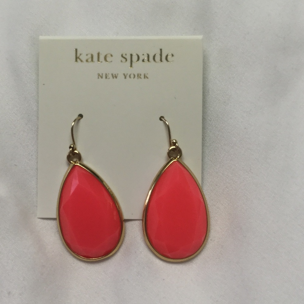14k Gold Kate Spade drop earrings Coral New!