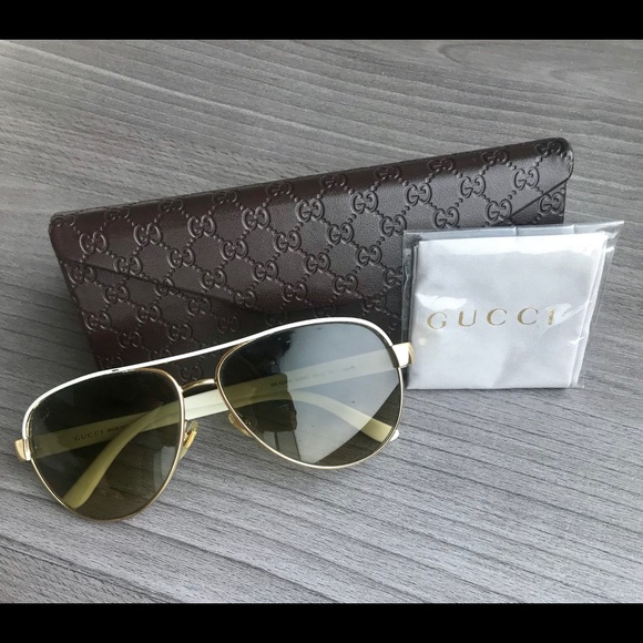 GUCCI Brown/Ivory Aviator Sunglasses main image 4