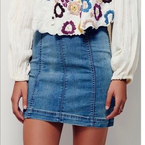 Free People light denim skirt
