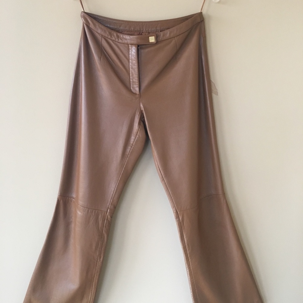 Camel leather trousers