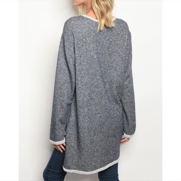 Navy Blue Speckled Choker Sweater - Picture 3 of 8