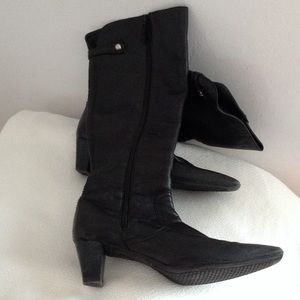 Cole Haan black mid heel soft leather tall boots 8