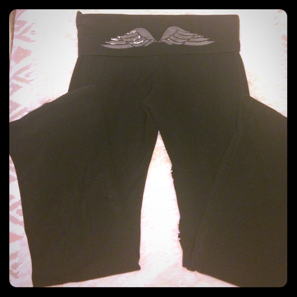 Blingy angel wing yoga pants