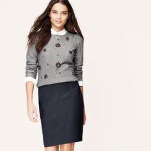 Loft Navy Pindot Pencil Skirt