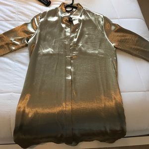 Missguided Deep V Satin Dress in Gold