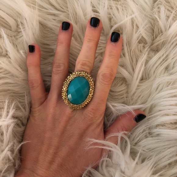 Gold and turquoise ring - Picture 1 of 3