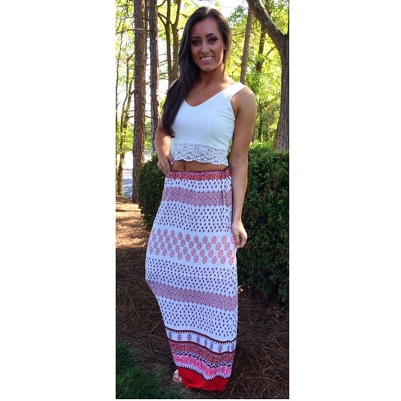 Red & White Maxi Skirt - Picture 2 of 3