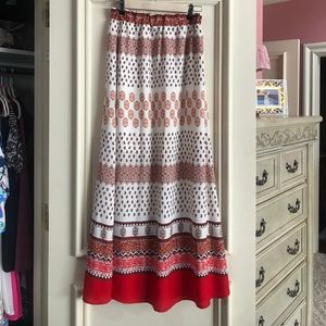 Red & White Maxi Skirt