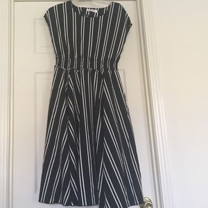 Black and white stripes Flare dress