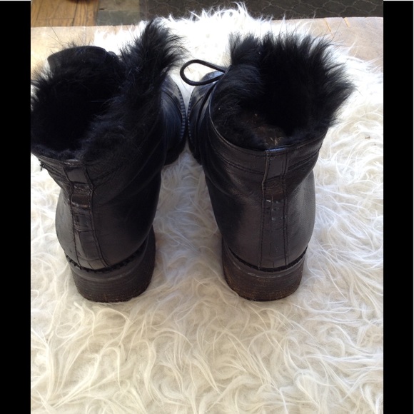 1460 Faux Fur Lined Leather Lace Up Boots in Black | Dr. Martens Custom Fur Lined Combat Boots