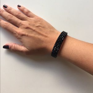 Black Swarovski crystal cuff