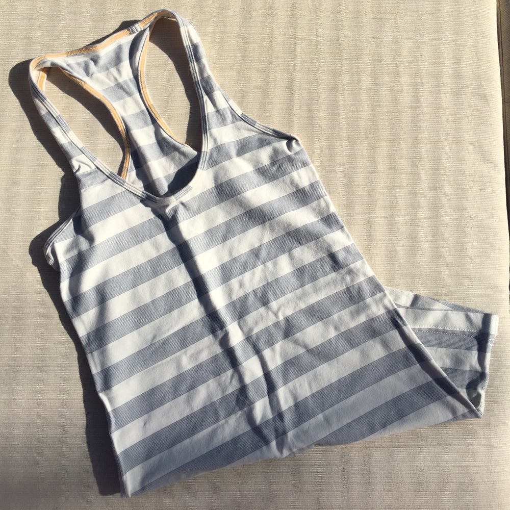 Lululemon Gray & White Cool Racerback