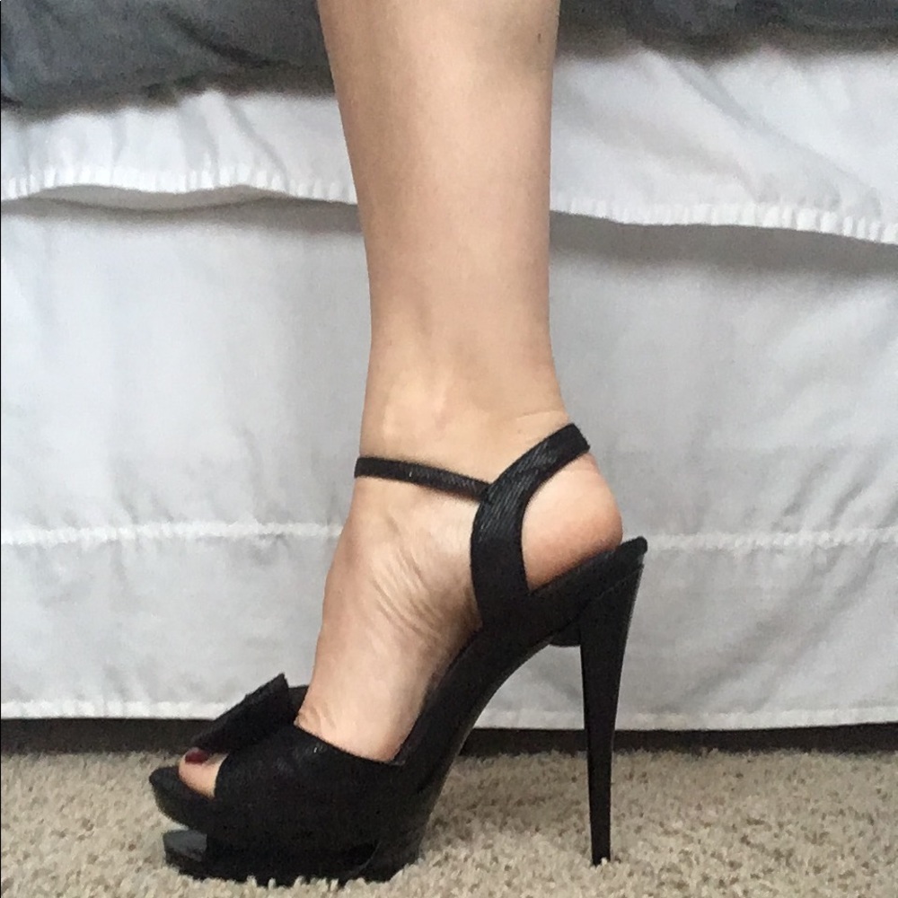 Forever 21 Double Platform Strappy Black Heels