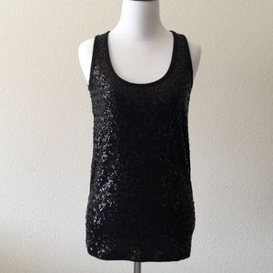 J. Crew black sequined tank top