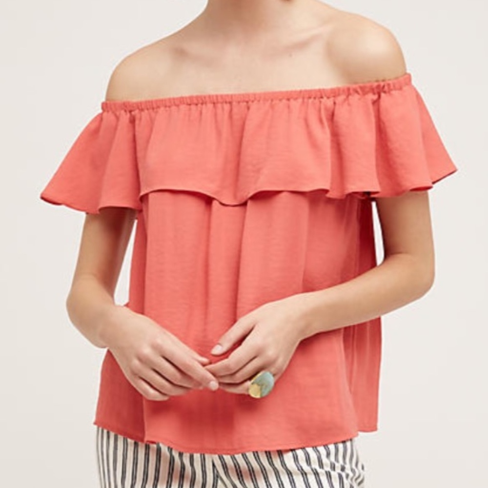 Anthropologie Coral Islander Blouse by Maeve