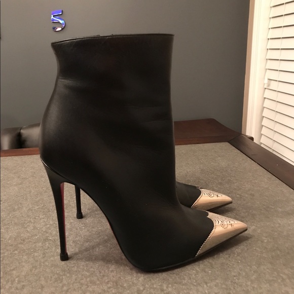 Christian louboutin Black Leather Bootie sz37 - Picture 2 of 5