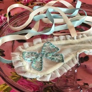 Victoria’s Secret blue bow Sequin sleep mask vintage Y2K bachelorette wedding